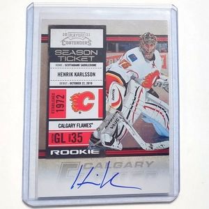 Henrik Karlsson Rookie Panini 2010-11 Playoff Contenders Autograph Card Flames